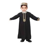Generico Abito islamico da ragazzo collo rotondo a maniche lunghe Bambini Abaya Caftano Lunghe Abiti Kaftan Hijab Abayas Marocchini Islam Lungo Arabo Thobe Kurta Dishdasha Eid Vestiti per Ragazzi