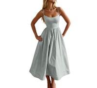 Generico Abito Longuette a Corsetto Senza Maniche con Spalle Scoperte Aderente Fluido Taglio Basso a Canotta a Linea (Grey, XXL)