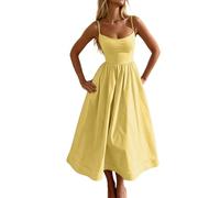Generico Abito Longuette a Corsetto Senza Maniche con Spalle Scoperte Aderente Fluido Taglio Basso a Canotta a Linea (Yellow, XXXXXL)