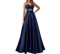 Generico Abito Lungo Donna Elegante Abito Estivo Donna con Spalline Sottili Senza Maniche Scollo off Shoulder con Reggiseno Integrato per Cerimonie E Cene Formali