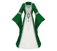 Generico Abito medievale da donna a maniche lunghe, vestito rinascimentale, comodo, elegante, traspirante, camicia da contadina, costume da Halloween, fata o gotico, camicia da notte