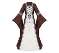 Generico Abito medievale da donna a maniche lunghe, vestito rinascimentale, comodo, elegante, traspirante, camicia da contadina, costume da Halloween, fata o gotico, camicia da notte