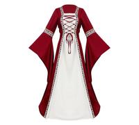Generico Abito medievale da donna a maniche lunghe, vestito rinascimentale, comodo, elegante, traspirante, camicia da contadina, costume da Halloween, fata o gotico, camicia da notte