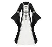 Generico Abito medievale da donna a maniche lunghe, vestito rinascimentale, comodo, elegante, traspirante, camicia da contadina, costume da Halloween, fata o gotico, camicia da notte