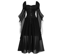 Generico Abito Medievale Da Donna Maxi Maniche Tromba Stile Con Cappuccio Felpa Vestito Manica Lunga Costume Feste Principessa Dresses