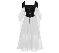 Generico Abito Medievale Da Donna Maxi Maniche Tromba Stile Con Cappuccio Felpa Vestito Manica Lunga Costume Feste Principessa Dresses
