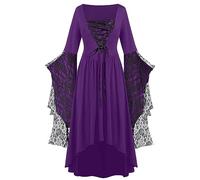 Generico Abito Medievale Da Donna Vintage Spalle Aperte Vestito Abiti Abbigliamento Rinascimentale Donne Lungo Vampiro Costume Halloween Carnevale