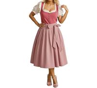 Generico Abito Medievale Donna per Oktoberfest con Stile Cortigiano e Festoso per Feste e Eventi a Tema Vestito da Ballo con Gonna Svasata e Scollo Decorato Stile Bavarese(Watermelon Red, XXL)