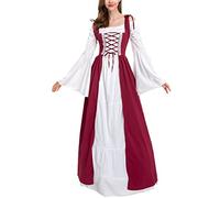 Generico Abito Medievale Irlandese da Donna Costume Rinascimentale Abito Lungo Vittoriano Vintage retrò (IT, Testo, M, Regular, Regular, Rosso)