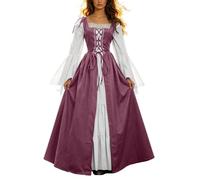 Generico Abito Medievale Rinascimentale da Donna, Set a Due Pezzi a Maniche Lunghe,Comodo Elegante Tempo libero Festivalmente Costume Steampunk per Feste e Halloween