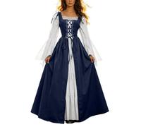 Generico Abito Medievale Rinascimentale da Donna, Set a Due Pezzi a Maniche Lunghe,Comodo Elegante Tempo libero Festivalmente Costume Steampunk per Feste e Halloween