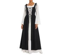 Generico Abito Medievale Rinascimentale Donna Vestito a Maniche a Tromba Costume Elegante e Comodo da Regina Vittoriana o Fata Abito Lungo Vintage Perfetto per Halloween