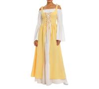 Generico Abito Medievale Rinascimentale Donna Vestito a Maniche a Tromba Costume Elegante e Comodo da Regina Vittoriana o Fata Abito Lungo Vintage Perfetto per Halloween