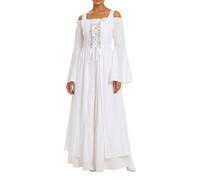Generico Abito Medievale Rinascimentale Donna Vestito a Maniche a Tromba Costume Elegante e Comodo da Regina Vittoriana o Fata Abito Lungo Vintage Perfetto per Halloween