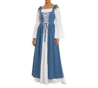 Generico Abito Medievale Rinascimentale Donna Vestito a Maniche a Tromba Costume Elegante e Comodo da Regina Vittoriana o Fata Abito Lungo Vintage Perfetto per Halloween