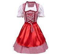 Generico Abito Oktoberfest Donna Vestito Tradizionale Donna Abito Dirndl Oktoberfest con Grembiule Costume Bavarniano Tirolese Dirndl per Feste Halloween E Carneval (Red, XL)