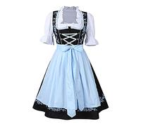 Generico Abito Oktoberfest Donna Vestito Tradizionale Donna Abito Dirndl Oktoberfest con Grembiule Costume Bavarniano Tirolese Dirndl per Feste Halloween E Carneval (1-Blue, L)