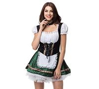 Generico Abito Oktoberfest Donna Vestito Tradizionale Donna Abito Dirndl Oktoberfest con Grembiule Costume Bavarniano Tirolese Dirndl per Feste Halloween E Carneval (X1-Green, M)