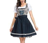 Generico Abito Oktoberfest Donna Vestito Tradizionale Donna Abito Dirndl Oktoberfest con Grembiule Costume Bavarniano Tirolese Dirndl per Feste Halloween E Carneval (X2-Black, XL)