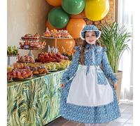 Generico Abito Pioniere Coloniale - Costume da Pioniera Floreale Stile Coloniale - Abbigliamento Cosplay per Halloween Scuola Foto Pasqua Eventi Giornaliero Teatrale Figlia