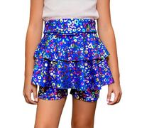 Generico Abito Principessa Bambina 5 Anni,Costume da Spettacolo per Bambine con Stampa Leopardata Glitterata Pantaloncini con Gonna tutù E Vestito Estivo con Paillettes Lucide per Feste Danzanti