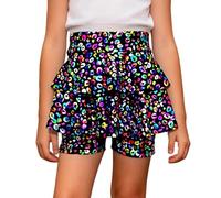 Generico Abito Principessa Bambina 5 Anni,Costume da Spettacolo per Bambine con Stampa Leopardata Glitterata Pantaloncini con Gonna tutù E Vestito Estivo con Paillettes Lucide per Feste Danzanti