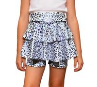 Generico Abito Principessa Bambina 5 Anni,Costume da Spettacolo per Bambine con Stampa Leopardata Glitterata Pantaloncini con Gonna tutù E Vestito Estivo con Paillettes Lucide per Feste Danzanti