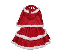 Generico Abito retrò Natalizio Donna Vintage Costume da Cappuccetto Rosso di Natale | Vestito da Ragazza Sexy | Vestito Babbo Natale | con Spalline e Mantello