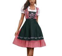 Generico Abito Tradizionale Dirndl da Donna, Costumi Tradizionali Bavaresi Camicetta e Grembiule Dirndl 3 Pezzi per Le Occasioni Speciali Dell'Oktoberfest, Halloween, Carnevale (a-Army Green, XXL)
