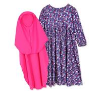 Generico Abito Tradizionale Islamico per Bambina con Stampa Floreale e Hijab Coordinato