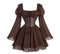 Generico Abito Vintage Donna Stile Retrò Medievale Gotico Rinascimentale Fata Strega Elfo per Feste Cosplay