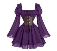 Generico Abito Vintage Donna Stile Retrò Medievale Gotico Rinascimentale Fata Strega Elfo per Feste Cosplay