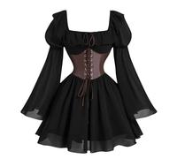 Generico Abito Vintage Donna Stile Retrò Medievale Gotico Rinascimentale Fata Strega Elfo per Feste Cosplay
