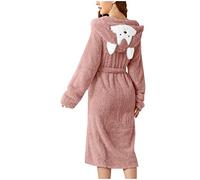 Generico Accappatoio da Donna Invernale Lunga, Vestaglia Leggero Peluche Pigiama Pile Unisex Accappatoio Ragazza Flanella con Cappuccio, Vestaglie per Sauna