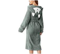 Generico Accappatoio da Donna Invernale Lunga, Vestaglia Leggero Peluche Pigiama Pile Unisex Accappatoio Ragazza Flanella con Cappuccio, Vestaglie per Sauna