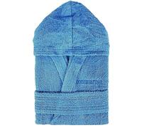 Generico Accappatoio unisex Calibrato uomo donna Sommaruga in spugna cotone 400gr e cappuccio (IT, Testo, 3XL, Plus, Regular, AZZURRO)