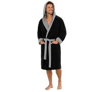 Generico Accappatoio Uomo Cotone Spugna Taglia Forte con Cappuccio Corto Al Ginocchio Sauna Morbido Assorbente Traspirante Tasche e Cintura Vestaglia Mantello Sauna Morbido e Confortevole