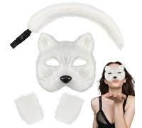 Generico Accessori Per Costumi Animali | Coda Animale per Cosplay | con Guanti Reali Testa Traspirante Fascia Regolabile per Foto Mascotte Scuola COSPLAY