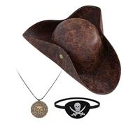 Generico Accessori Pirati, Costume Da Cappello Cosplay, Pelo In Pelle, Stile Pirata, Stile Retrò Per Il Vestito A Tema O L'uso Del Palcoscenico Drammatico, 23,62 Pollici, Per Il Gioco Di Ruolo