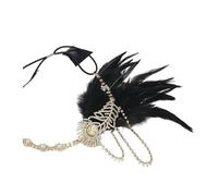Generico Accessorio per capelli da sposa fatata, copricapo con piume e nappe di diamanti d'acqua, accessorio per capelli per spettacoli teatrali