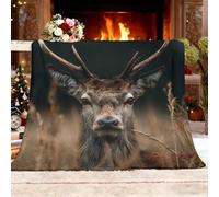 Generico Accogliente Plaid Coperta Pile Singolo 130x180 cm - Motivo Con Cervi Selvatici Coperta Plaid Super Morbida, Antistatico Coperte Marrone Chiaro Calda Invernale per Divano, Copriletto, Regalo