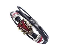 Generico Acoustic Cuff - Flexible Goth Design Armbands | Handwoven Plaited Triple-Row Armlet, Trendy Accessories for Song Fans, Bassist Cord Token, Gauntlet for Guys Ladies Youth Girls
