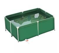 Generico Acquario Pieghevole per Carpe Koi - Laghetto da Giardino in PVC Resistente con Telaio in Acciaio, valvola di Scarico, Facile da Montare per l'allevamento di Pesci e Tartarughe (Verde, 1x1x0,