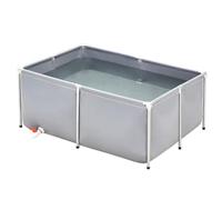 Generico Acquario Portatile Pieghevole per Carpe Koi - Laghetto da Giardino in PVC Resistente con Struttura in Acciaio e valvola di Scarico, Ideale per Pesci e Tartarughe, 1,5x1x0,5 m, Colore Grigio.