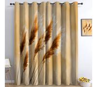 Generico Acquerello Piante Spighe Di Grano Piume Tende oscuranti termoisolanti opache alla luce, Stile Retrò Tende oscuranti con occhielli per camera da letto e soggiorno 140L x 260A cm (2 Pannelli)