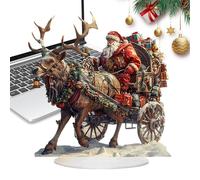 Genérico Acryl Schreibtischdekoration,Festlicher 2D Schmuck,Schlitten Weihnachtsmann Figur Acryl Schreibtisch Deko | Bücherregal Hauseinweihung Wohnzimmer Schlafzimmer Geburtstag Neujahr