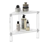 Generico Acrylic Corner Shower Stool, Non-Slip Shower Caddies, Stable Heavy Duty Bathing Chair with Storage Shelf, Ideal for Bathroom and Living Room Use, 11.81x12.2x12.2 inches