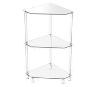 Generico Acrylic Corner Table, 3-Tiers Accent Entryway Triangle Tables, Corner Standing Shower Shelf, Tray for Inside Bathroom, Small Space Organizer, Modern Home Decor, Storage Stand 30x30x65cm