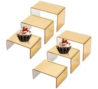 Generico Acrylic Display Risers - 3.92x1.46x2.76 Inches Golden Table Risers For Display,Counter Storage Holder, Three Sizes Collection For Cabinet Home Cafe Cupcake Perfume Figures