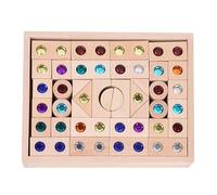 Generico Acrylic Gem Blocks - 50-Piece Wooden Building Toy Set for Kids, Educational Stacking Blocks | Translucent Creative Toy for Boys and Girls, Home or Classroom Learning, Skill and Color